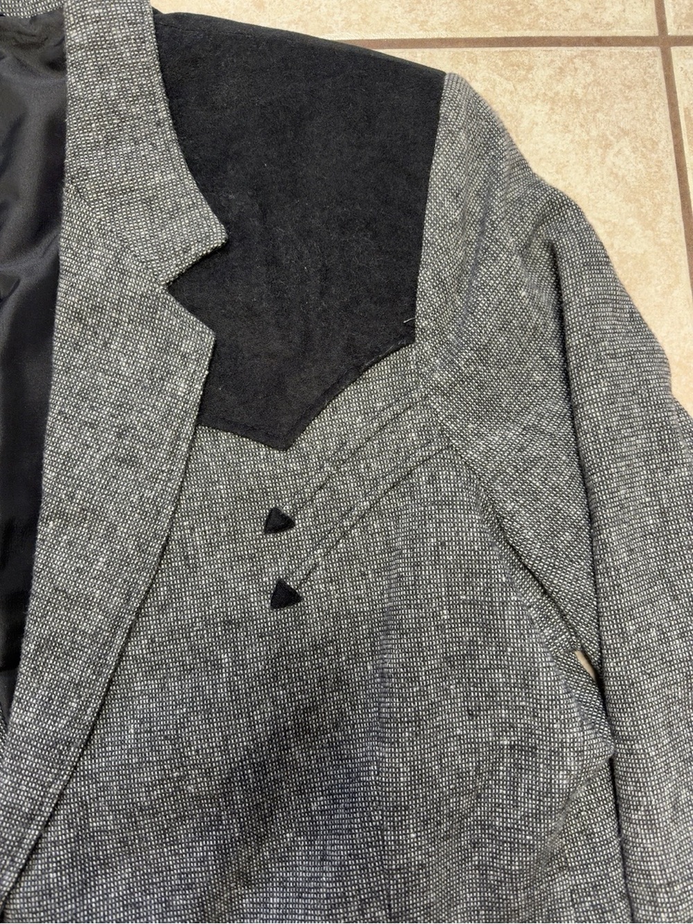 Vintage Pioneer Wear Western Sport Coat Blazer 54L USA Gray Black Cowboy Rodeo - Picture 4 of 11